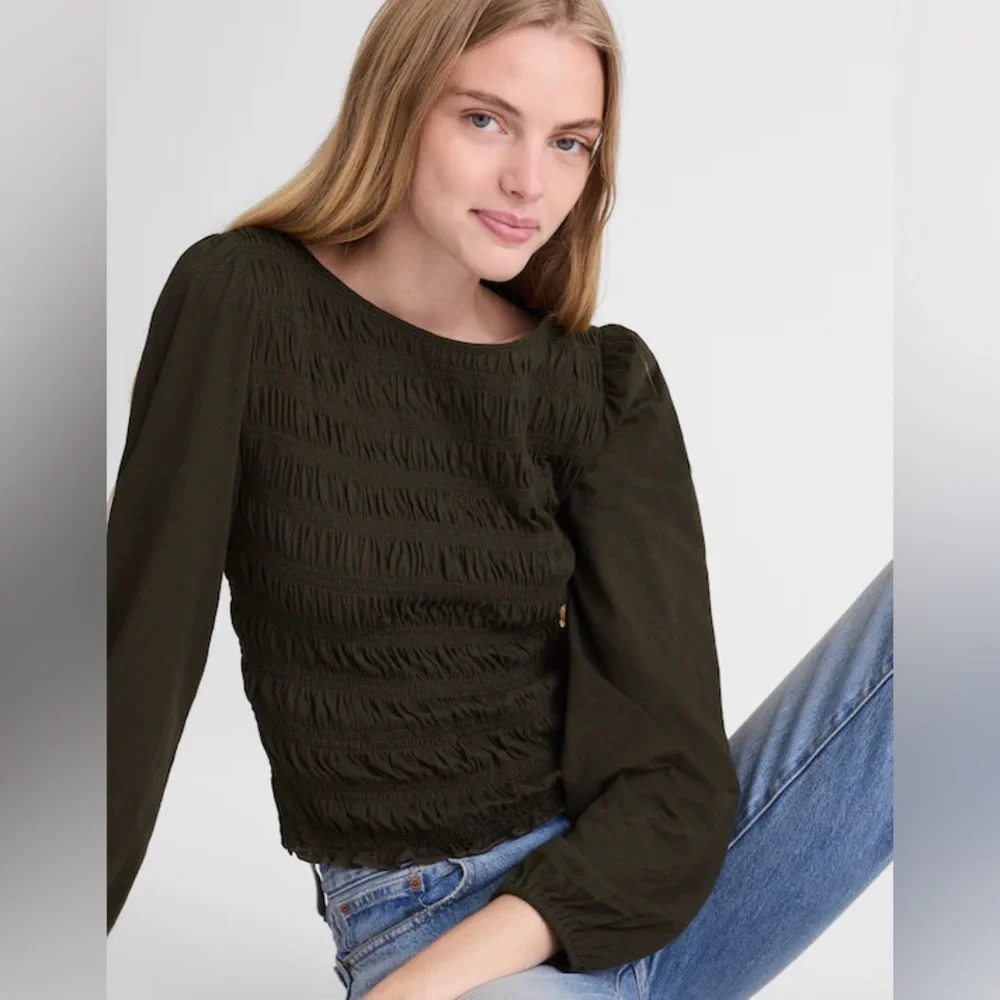 Madewell NWT Smocked Boatneck Top Navy‎ Small